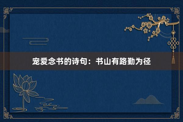 宠爱念书的诗句：书山有路勤为径